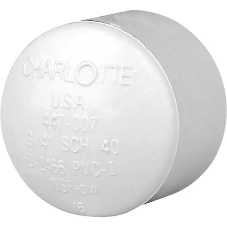 Charlotte Pipe And Foundry 3/4 In. Schedule 40 Pressure Slip PVC Cap PVC 02116  0800HA